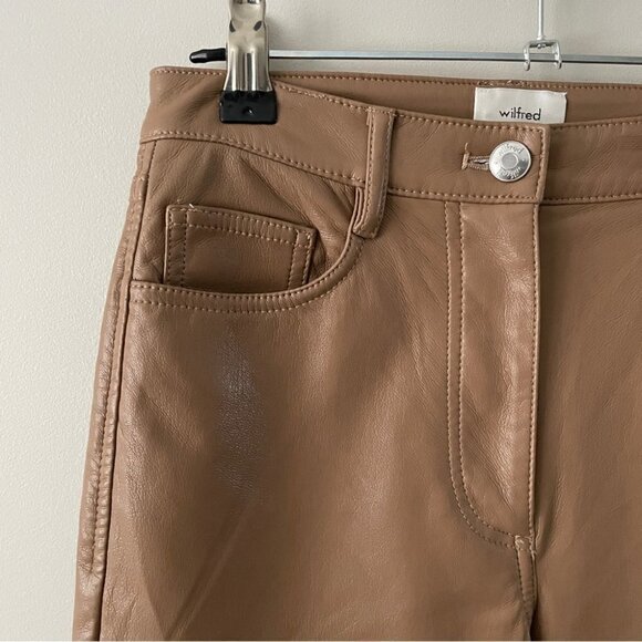 Aritzia Wilfred Melina Faux Leather Pants Brown 0 - Picture 4 of 8